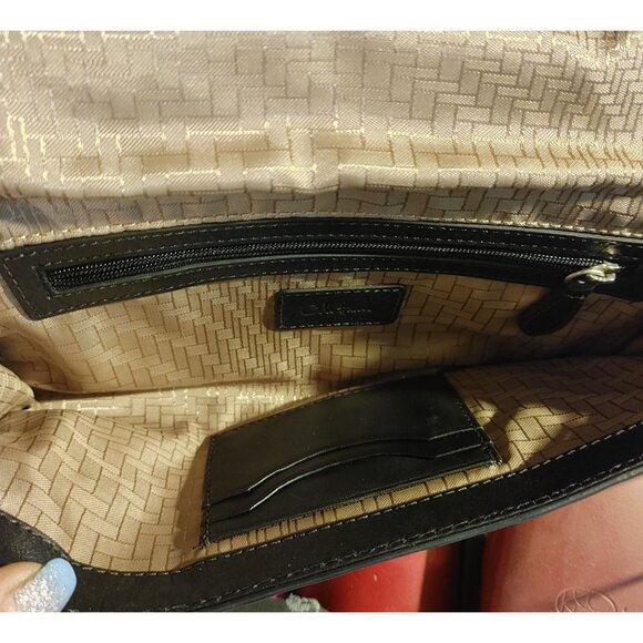 Cole Haan Black Patent Leather Crocodile Clutch Bag Purse Wallet - Picture 2 of 10